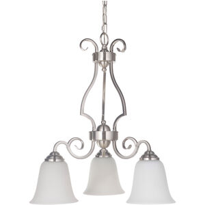 Cecilia 3 Light 20 inch Brushed Satin Nickel Down Chandelier Ceiling Light in Brushed Polished Nickel, White Frosted Glass, Jeremiah