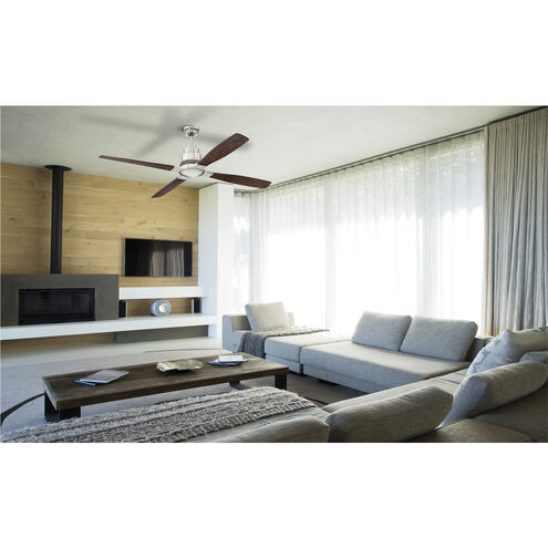 Ricasso 60 inch Brushed Polished Nickel with Walnut Blades Ceiling Fan Kit