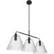 Pleated 3 Light 14 inch Flat Black Island Light Ceiling Light
