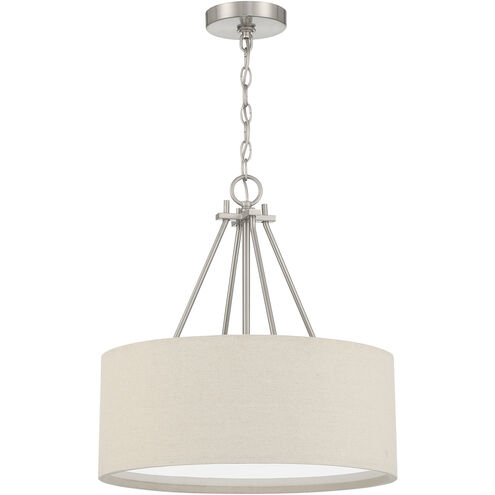 Duke 3 Light 18 inch Brushed Polished Nickel Pendant Ceiling Light, Drum