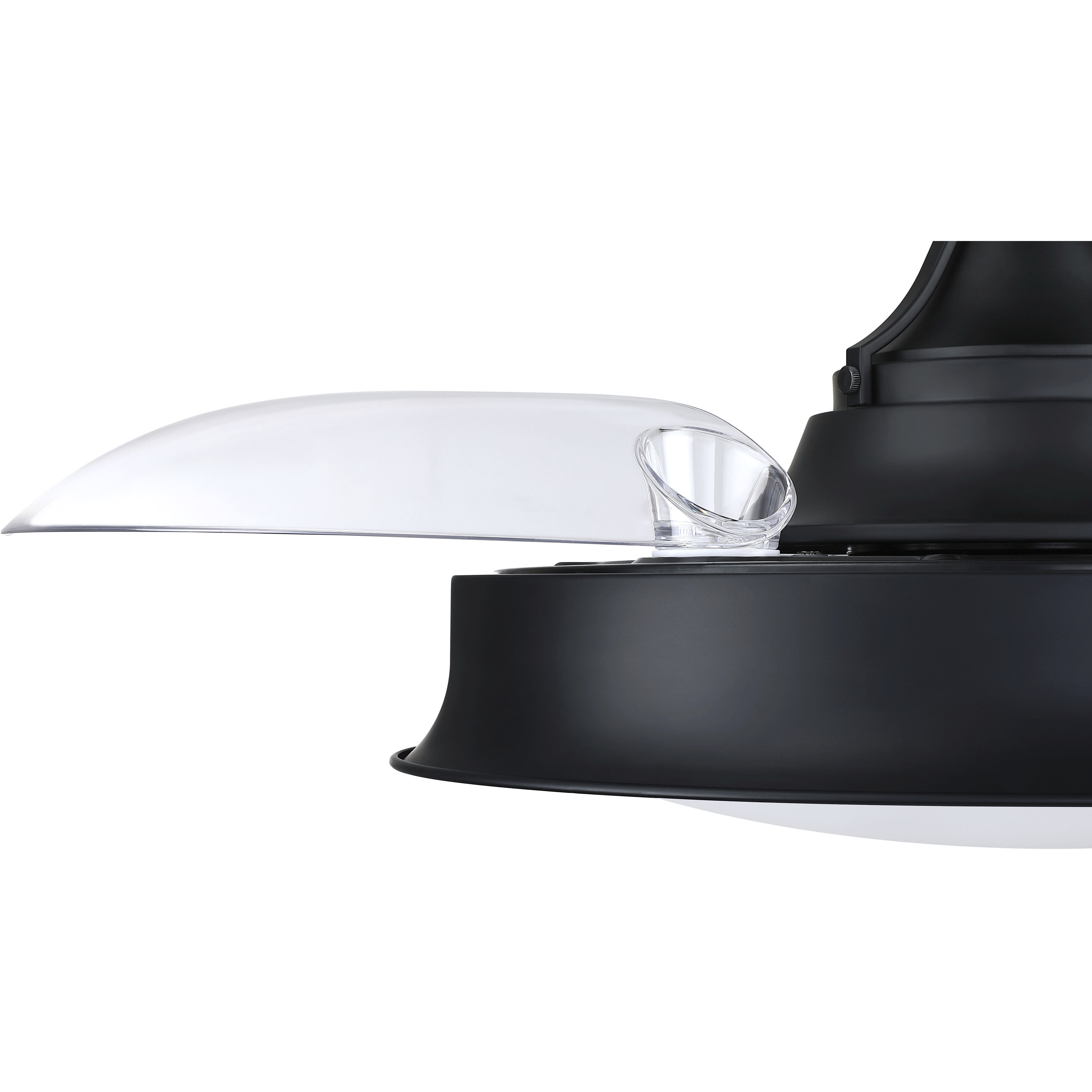 Union 42 inch Flat Black with Clear Acrylic Blades Fan, Hidden Blades