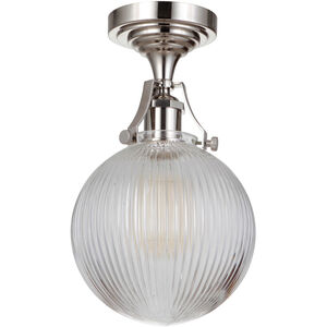 Gallery State House 1 Light 8 inch Polished Nickel Semi Flush Ceiling Light in Clear Glass