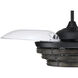 Whiskey 42 inch Flat Black with Clear Acrylic Blades Fan, Hidden Blades