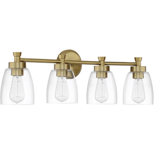 Henning 4 Light 30 inch Satin Brass Vanity Light Wall Light