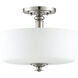 Neighborhood Dardyn 3 Light 13 inch Brushed Polished Nickel Convertible Semi Flush Ceiling Light in White Frosted Glass, Convertible to Pendant