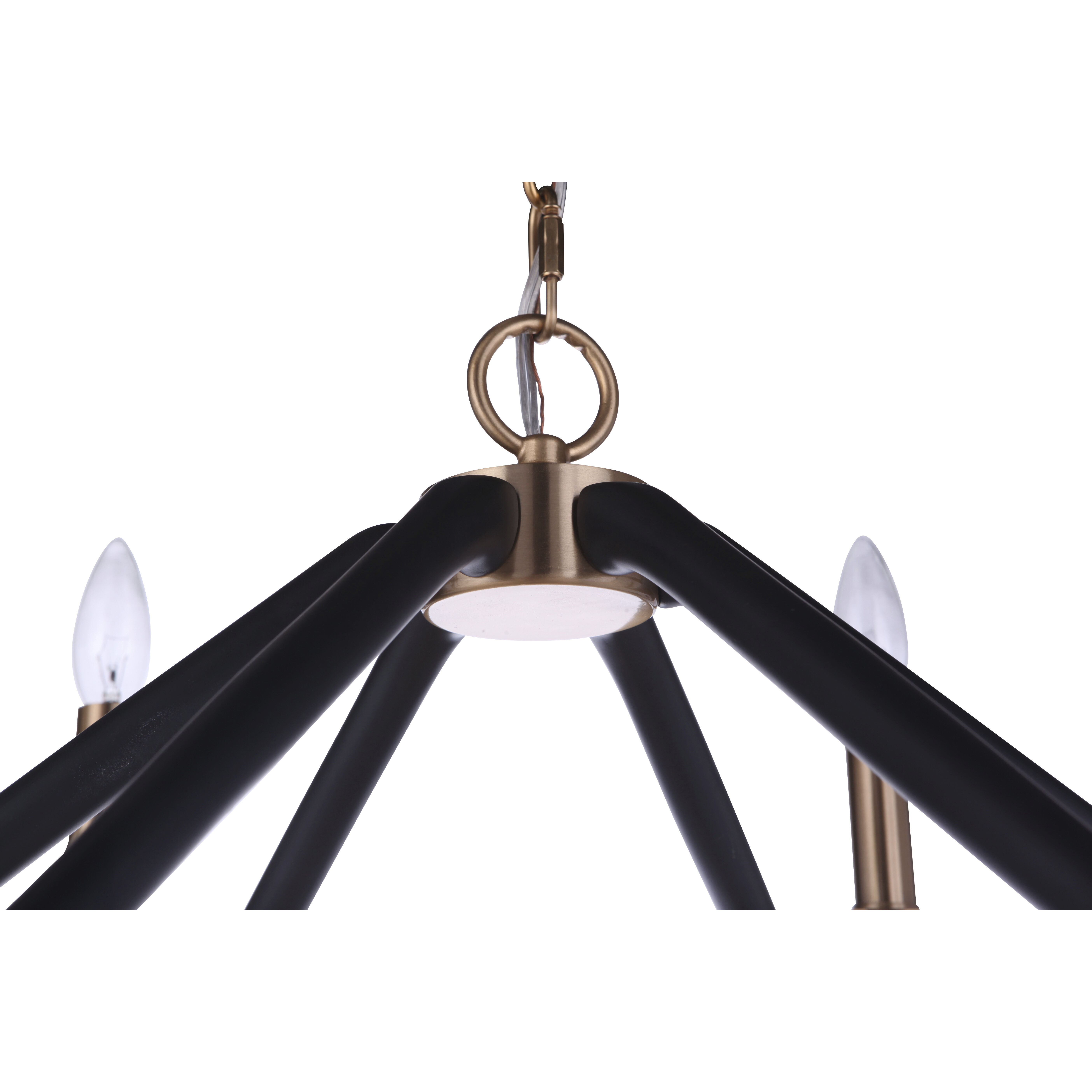The Reserve 6 Light 26.63 inch Flat Black/Satin Brass Chandelier Ceiling Light in Flat Black and Satin Brass
