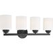 Neighborhood Bolden 4 Light 25 inch Flat Black Vanity Light Wall Light in White Frost Glass, Neighborhood Collection