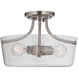 Neighborhood Tyler 2 Light 13 inch Brushed Polished Nickel Semi Flush Ceiling Light in Clear Seeded, Neighborhood Collection