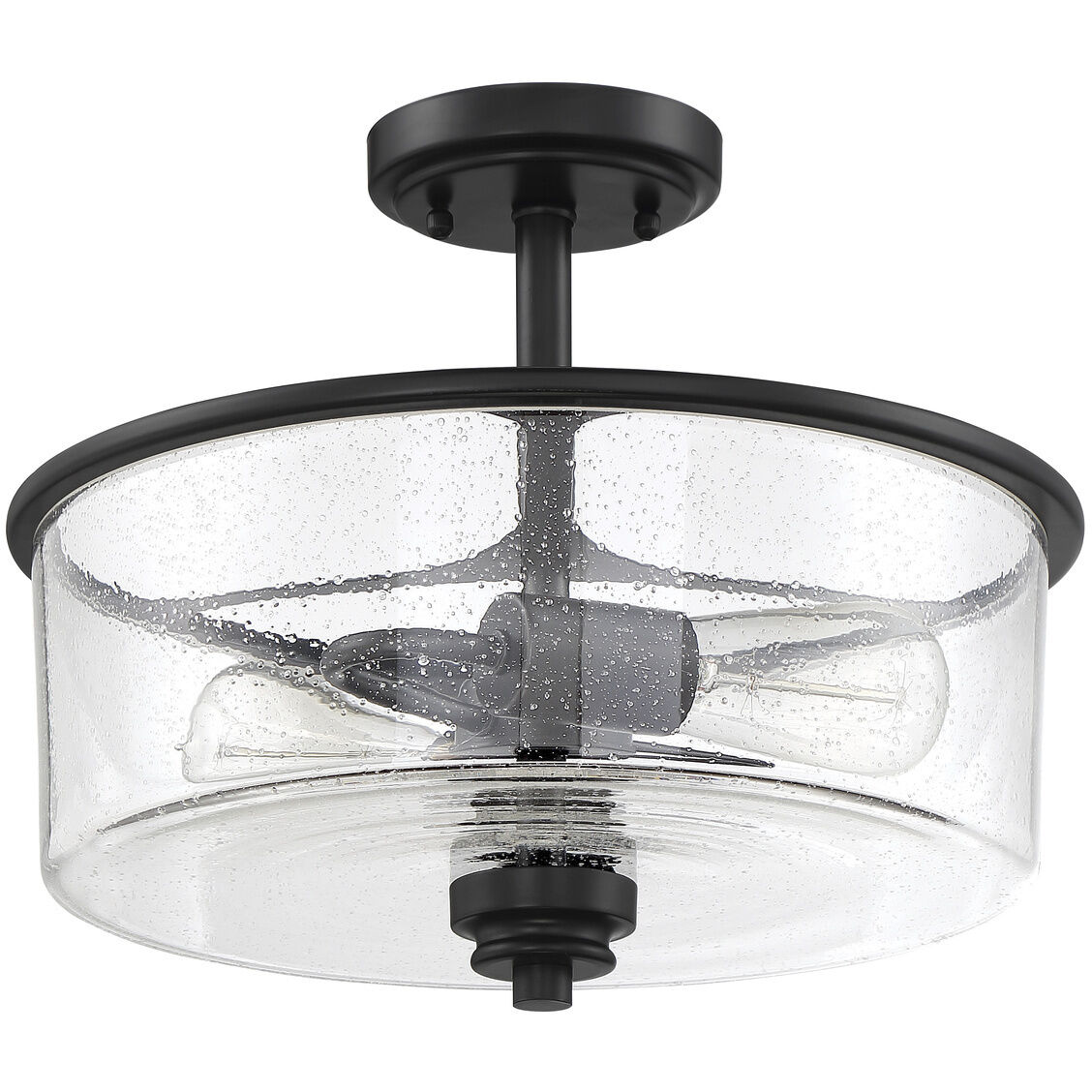 Neighborhood Bolden 2 Light 13 inch Flat Black Convertible Semi Flush Ceiling Light in Clear Seeded, Neighborhood Collection