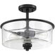 Neighborhood Bolden 2 Light 13 inch Flat Black Convertible Semi Flush Ceiling Light in Clear Seeded, Neighborhood Collection