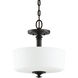 Neighborhood Dardyn 3 Light 13 inch Espresso Convertible Semi Flush Ceiling Light in White Frosted Glass, Convertible to Pendant