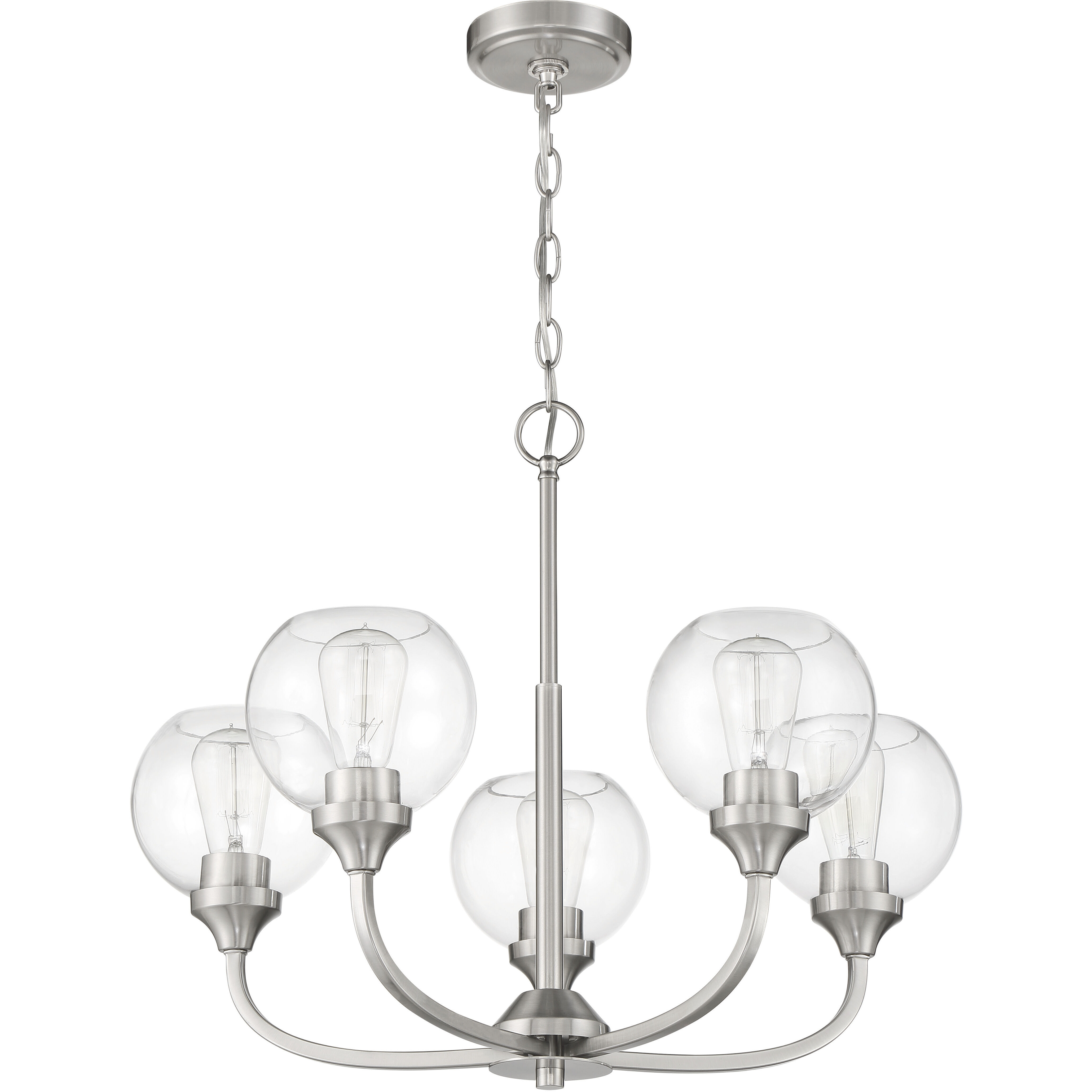 Glenda 5 Light 24 inch Brushed Polished Nickel Chandelier Ceiling Light