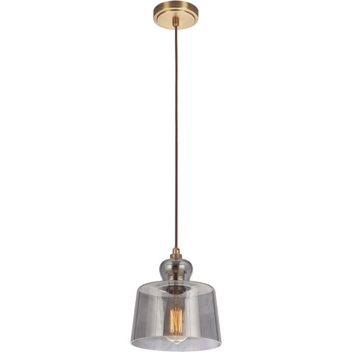 Gallery State House 1 Light 9 inch Vintage Brass Mini Pendant Ceiling Light in Smoked Clear Glass