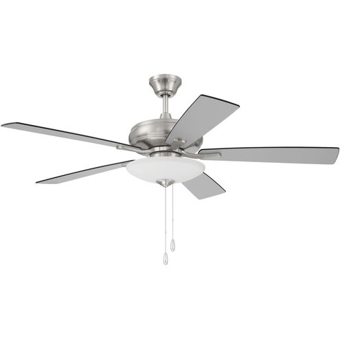 Eos 52 inch Brushed Polished Nickel with Brushed Nickel/Greywood Blades Ceiling Fan (Blades Included), Contractor Fan