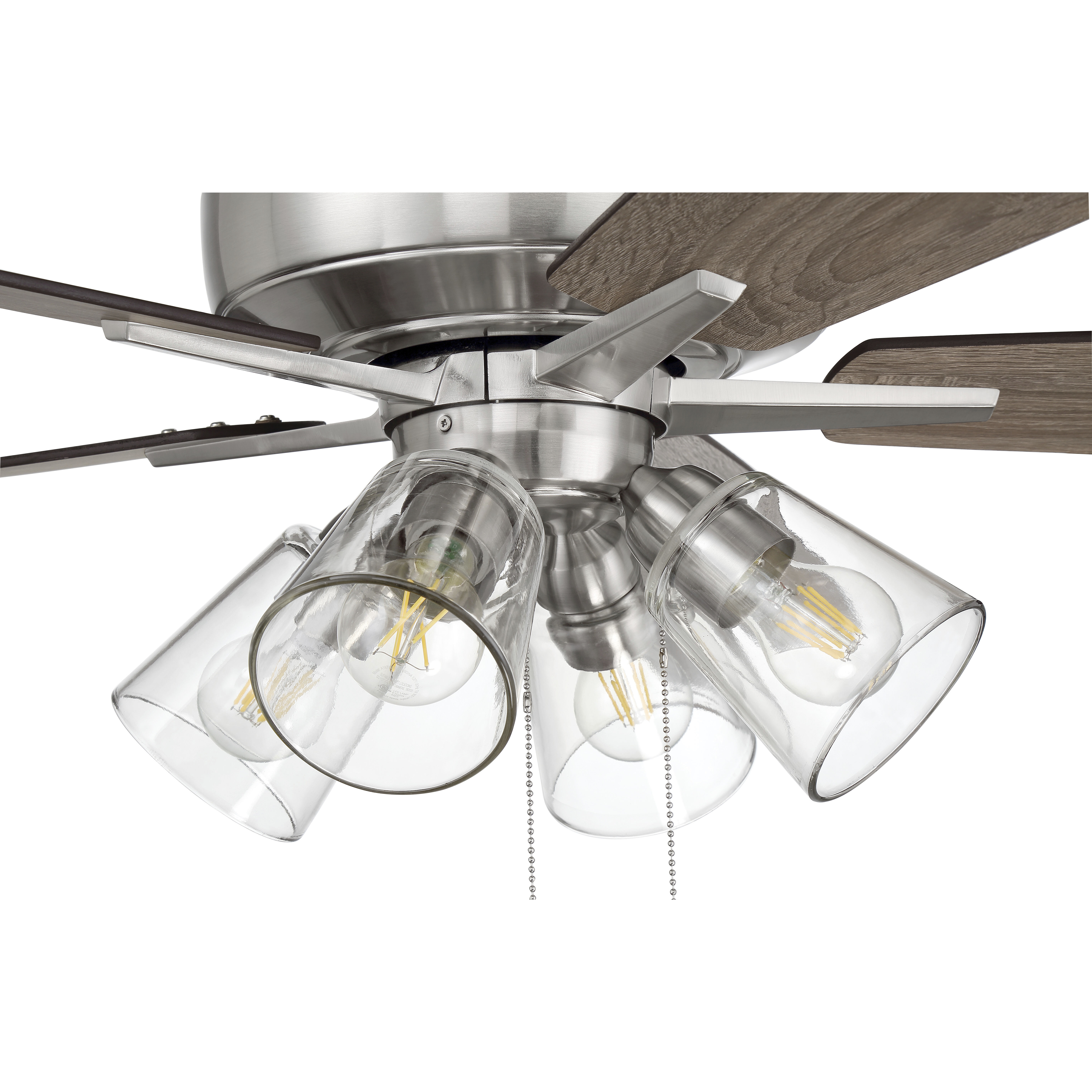 Super Pro 104 60 inch Brushed Polished Nickel with Driftwood/Grey Walnut Blades Contractor Ceiling Fan