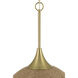 Keira 3 Light 20.5 inch Satin Brass Pendant Ceiling Light in Natural Rope