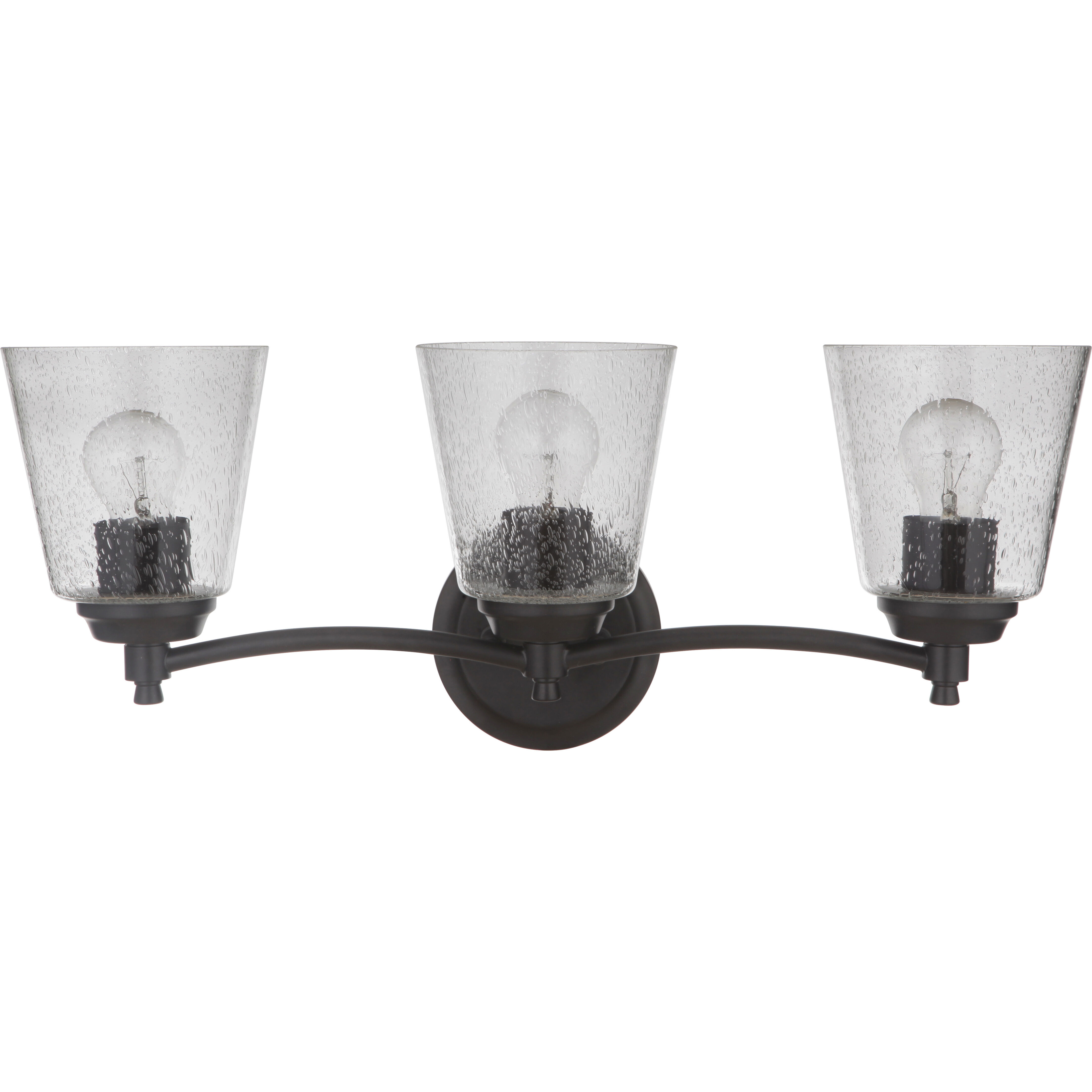 Neighborhood Tyler 3 Light 23 inch Flat Black Vanity Light Wall Light in Clear Seeded, Neighborhood Collection
