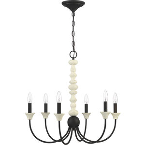 Meadow Place 6 Light 24 inch Cottage White/Espresso Chandelier Ceiling Light