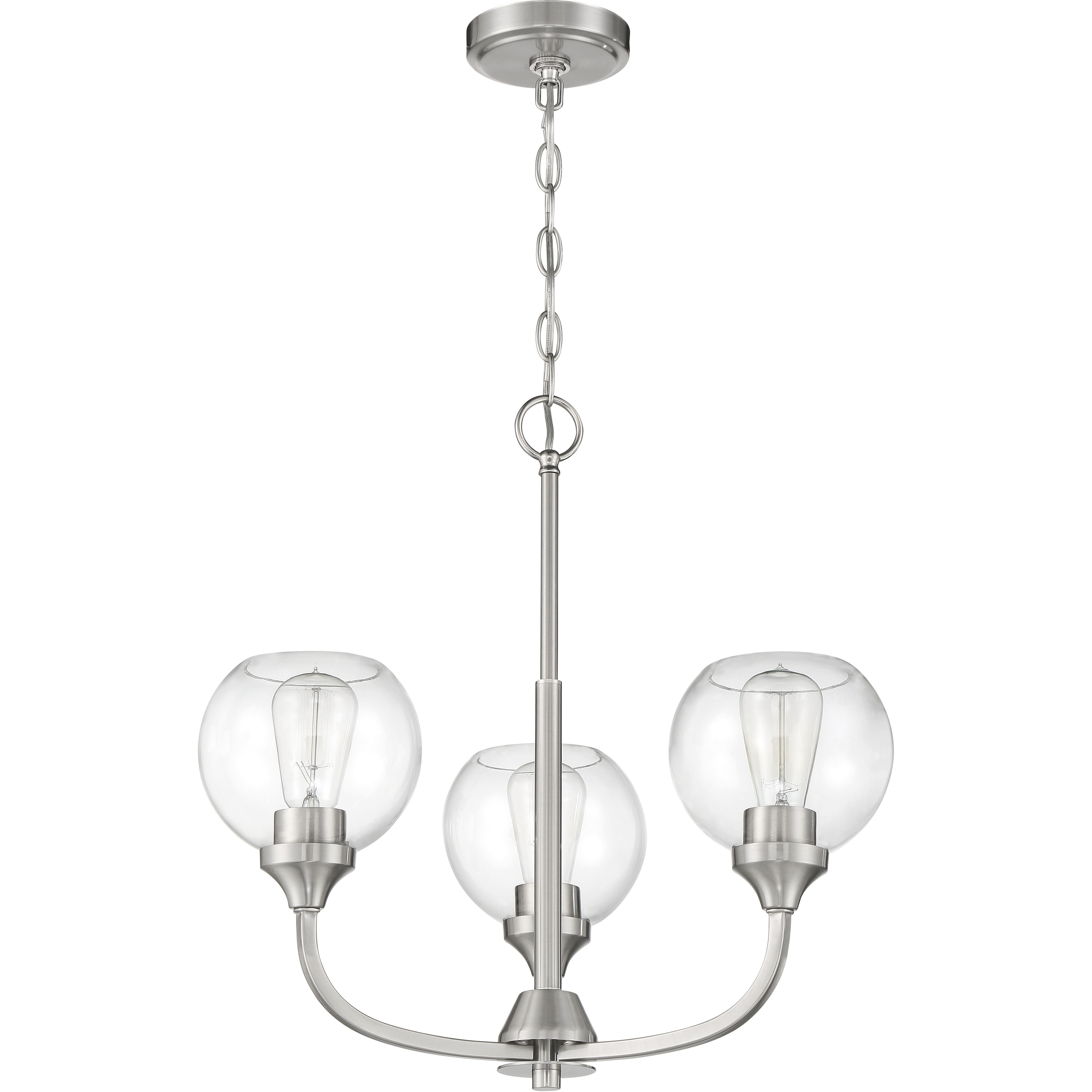 Glenda 3 Light 20 inch Brushed Polished Nickel Chandelier Ceiling Light