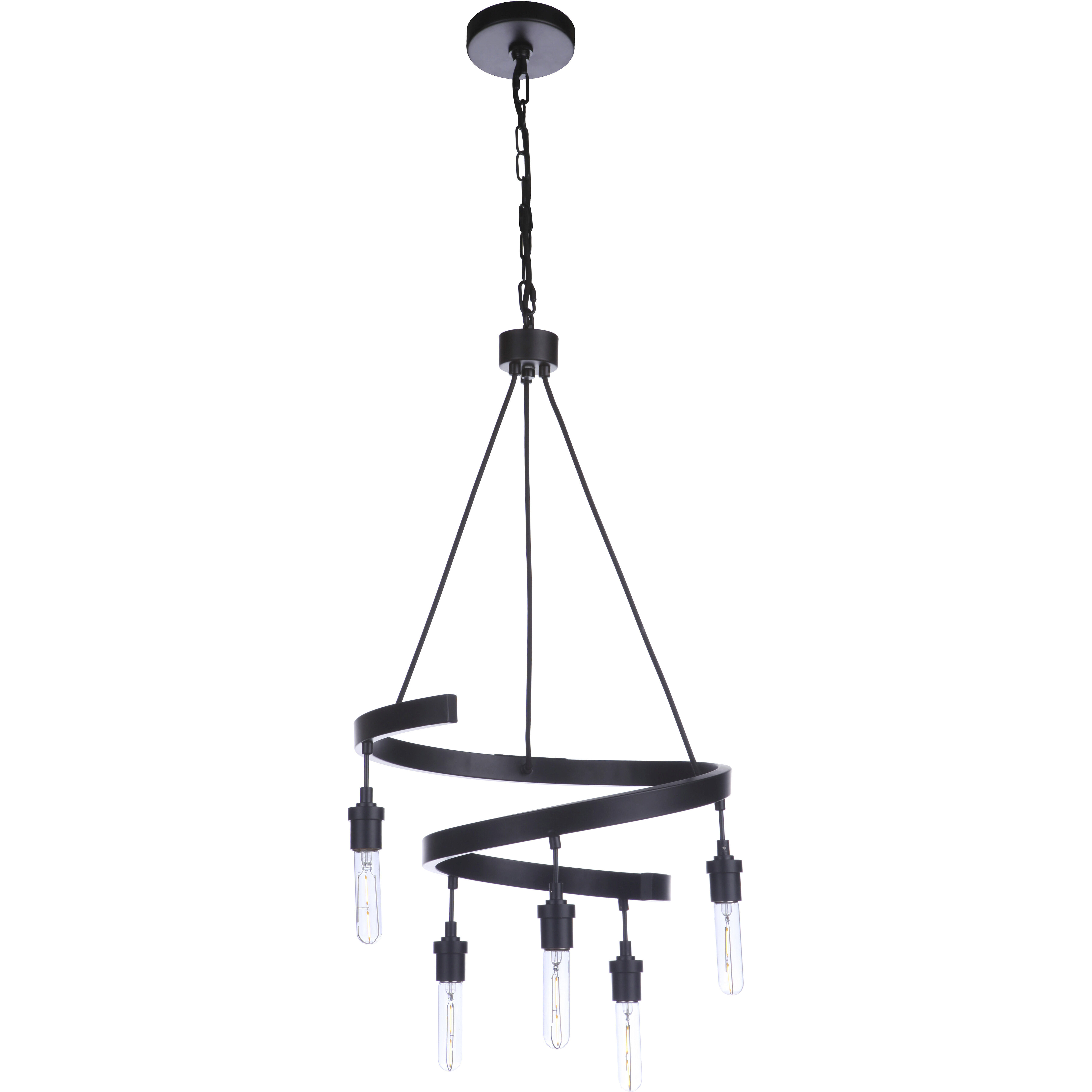 Tranquil 5 Light 17 inch Flat Black Chandelier Ceiling Light