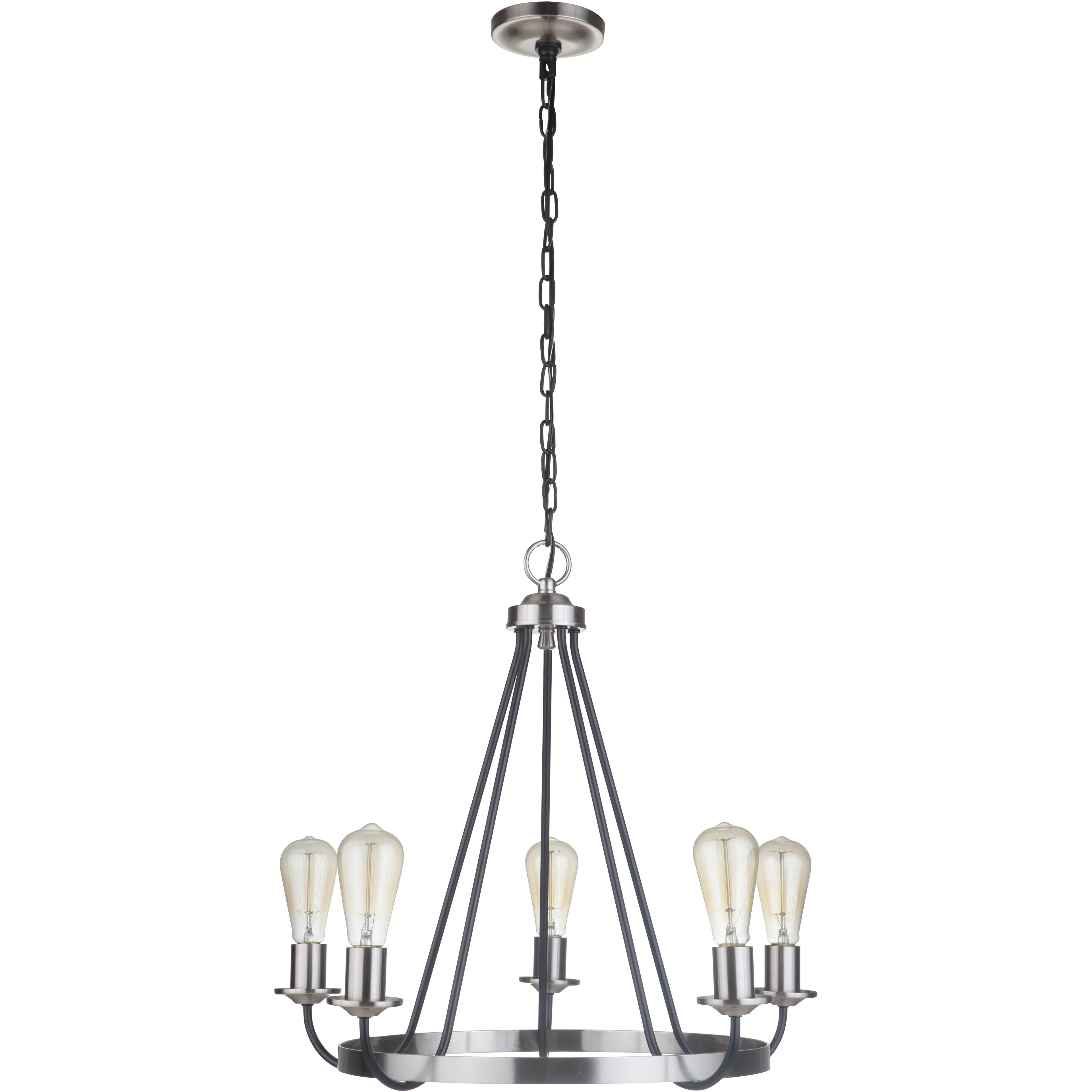 Neighborhood Randolph 5 Light 25 inch Flat Black/Brushed Polished Nickel  Chandelier Ceiling Light, Neighborhood Collection