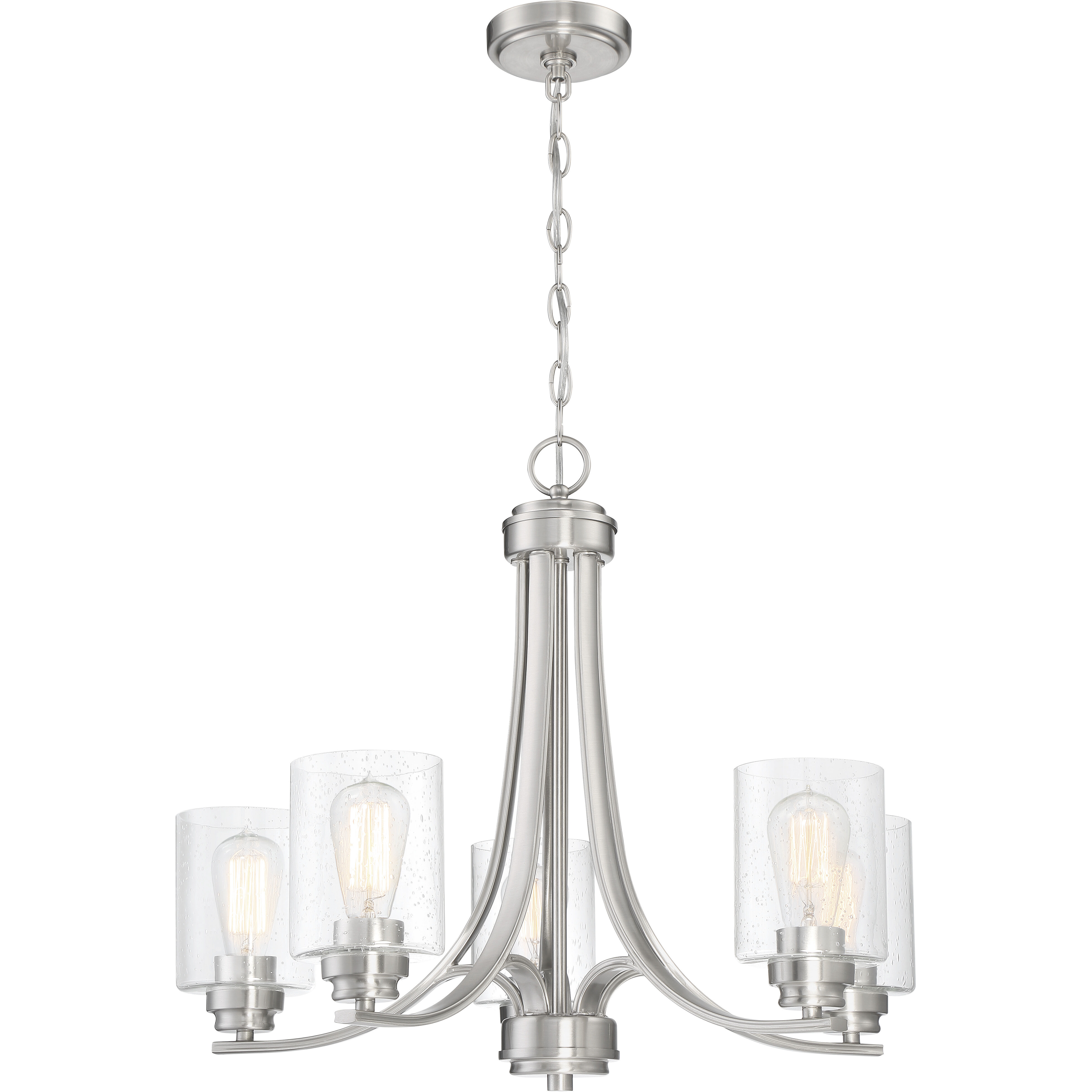 Neighborhood Bolden 5 Light 24 inch Brushed Polished Nickel Chandelier Ceiling Light in Clear Seeded, Neighborhood Collection