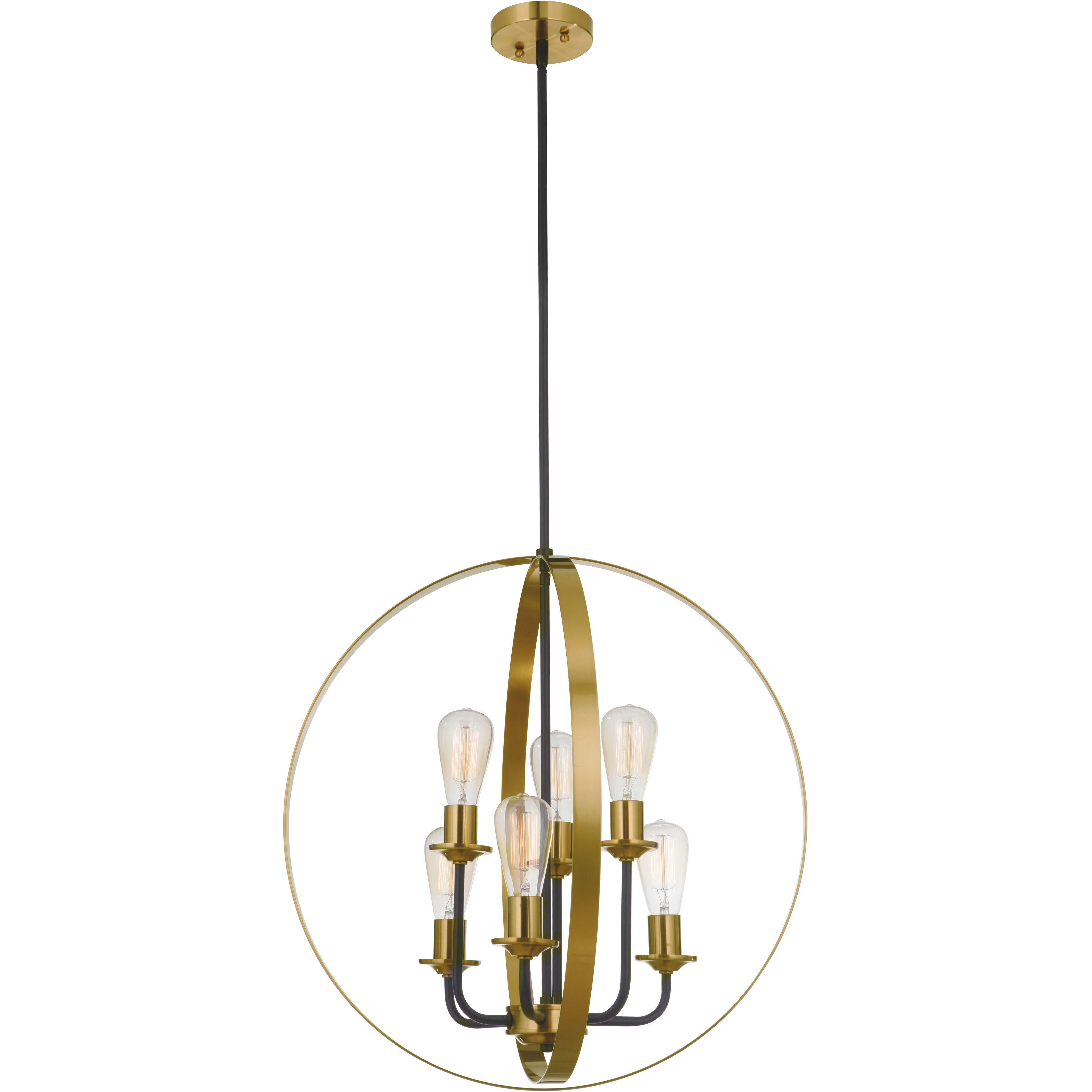Neighborhood Randolph 6 Light 24 inch Flat Black/Satin Brass Foyer Light Ceiling Light in Flat Black and Satin Brass, Neighborhood Collection