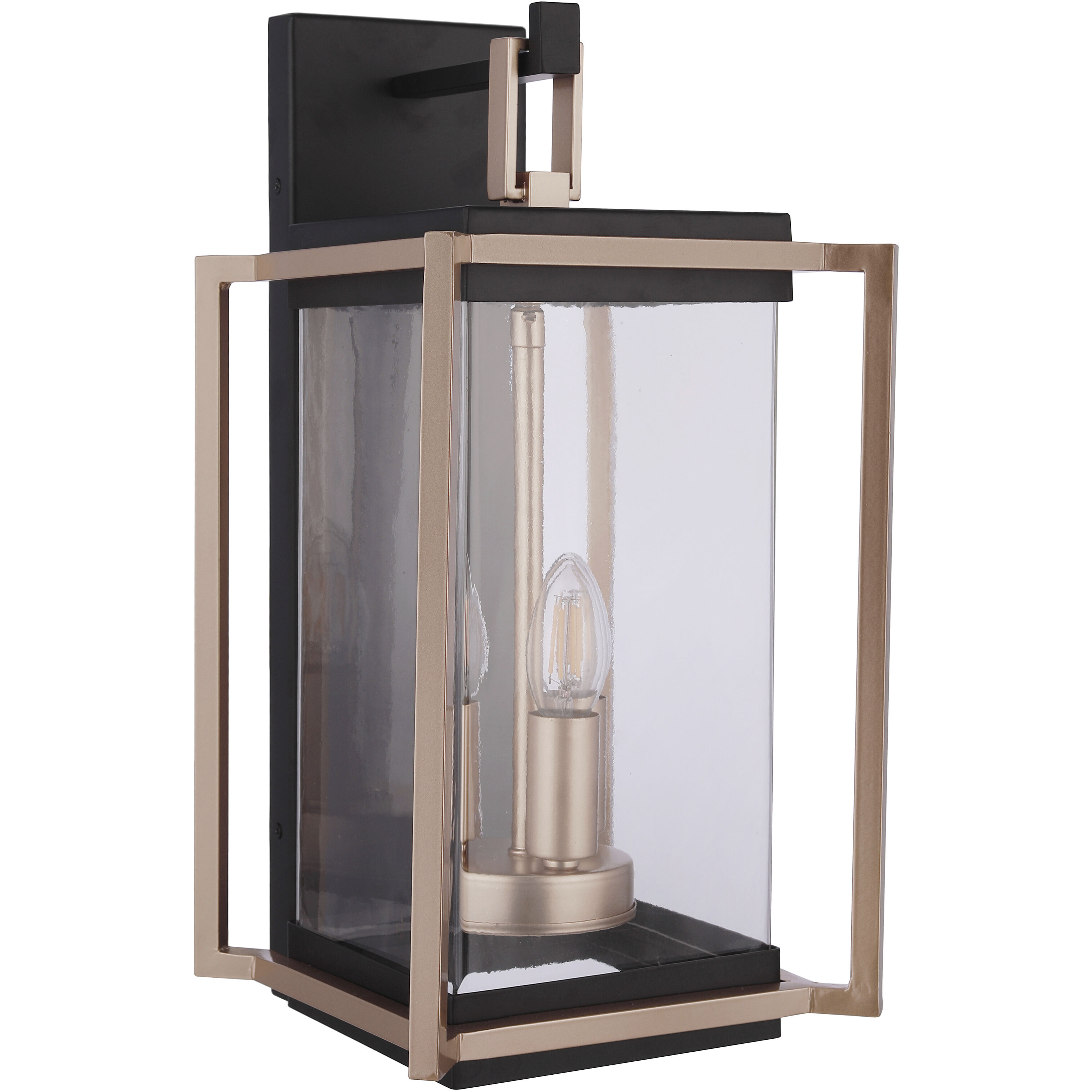 Metalwork 3 Light 18 inch Midnight/Satin Brass Outdoor Wall Lantern