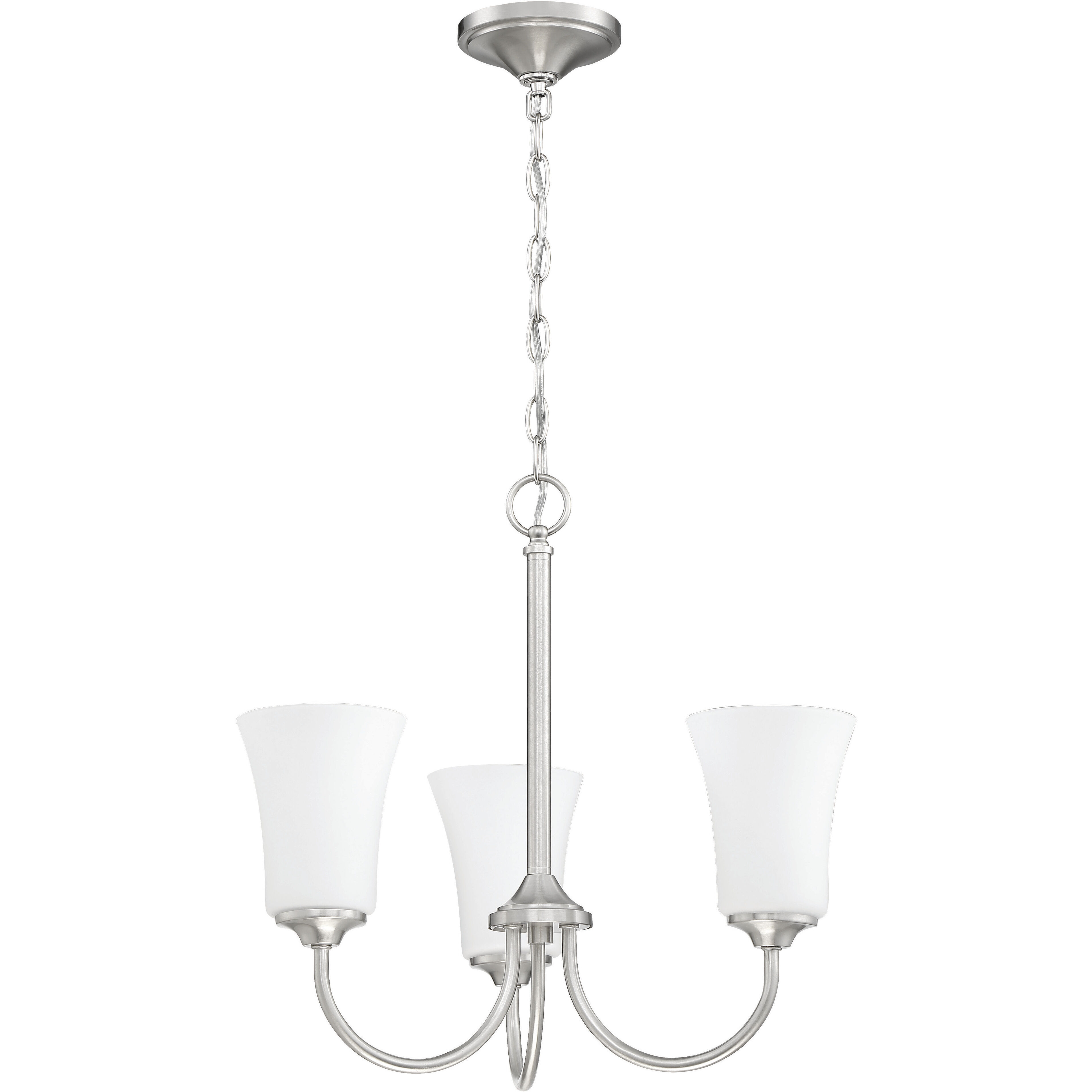 Neighborhood Gwyneth 3 Light 20 inch Brushed Polished Nickel Chandelier Ceiling Light in White Frosted Glass, Neighborhood Collection