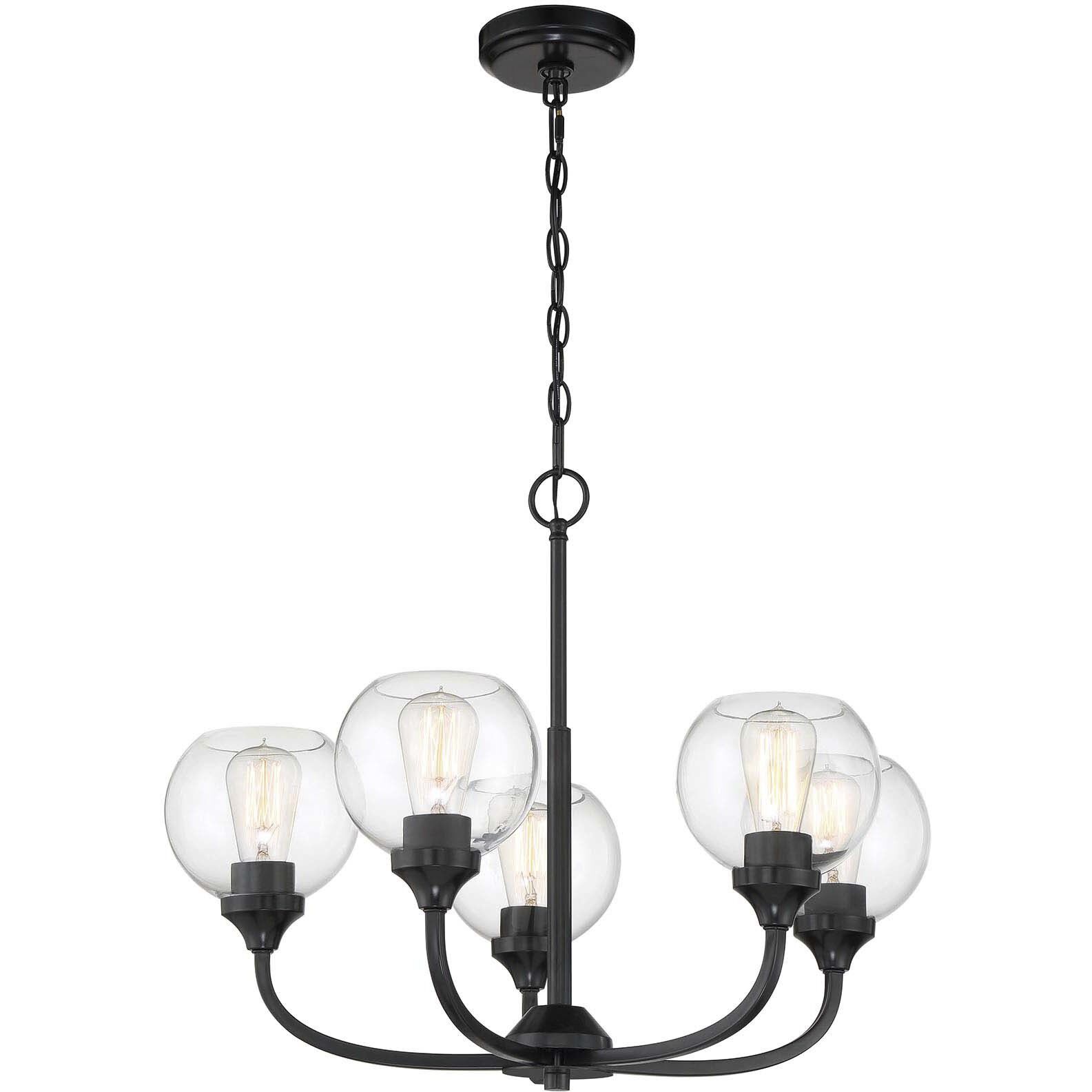 Glenda 5 Light 23.75 inch Flat Black Chandelier Ceiling Light