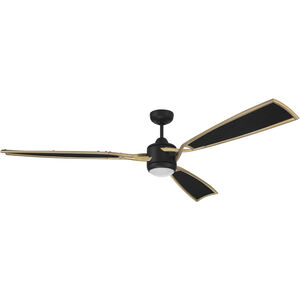 Viva 72 inch Flat Black/Satin Brass with Flat Black Fabric Texture Blades Ceiling Fan in Flat Black and Satin Brass