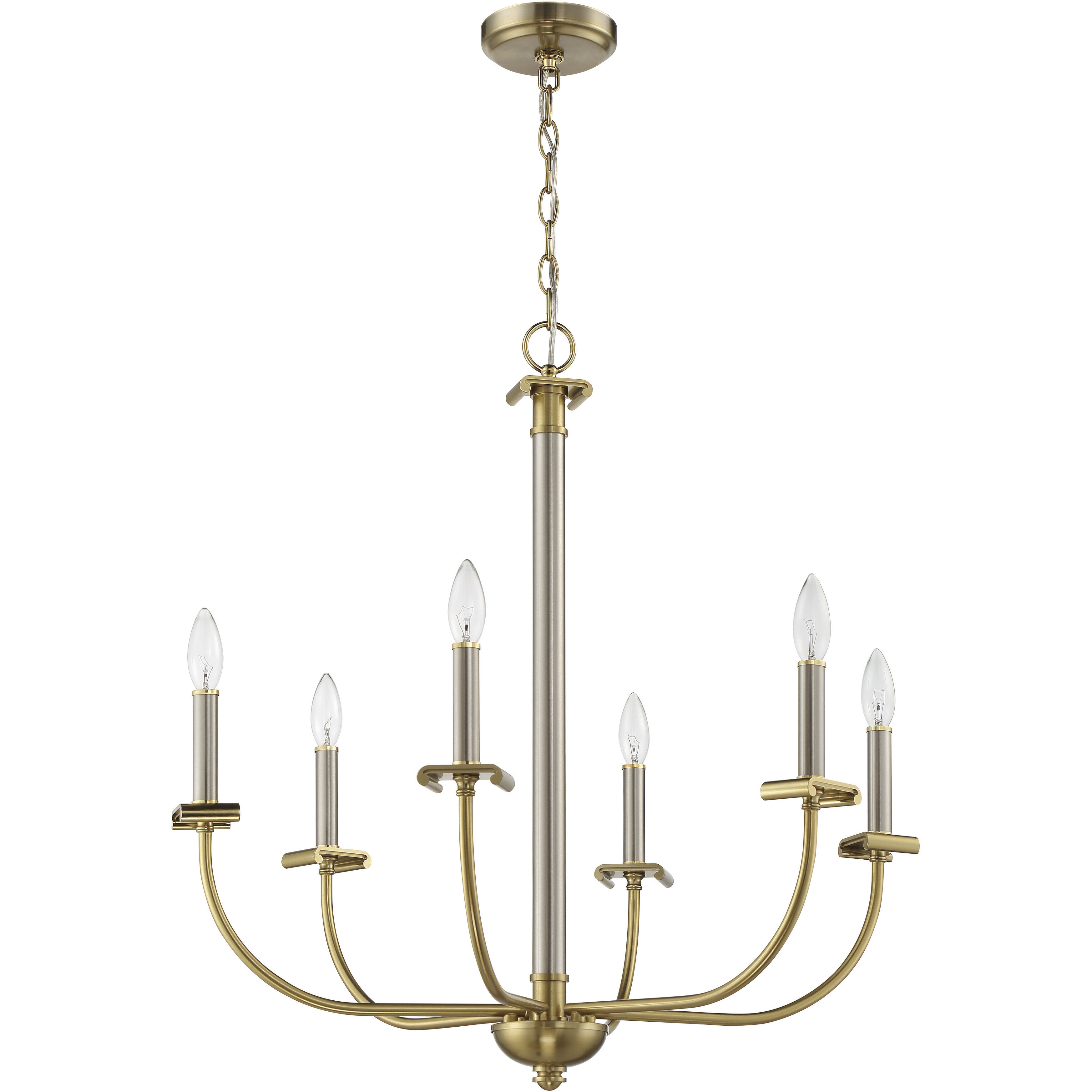 Stanza 6 Light 26 inch Brushed Polished Nickel / Satin Brass Chandelier Ceiling Light