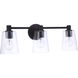 Emilio 3 Light 23 inch Flat Black Vanity Light Wall Light
