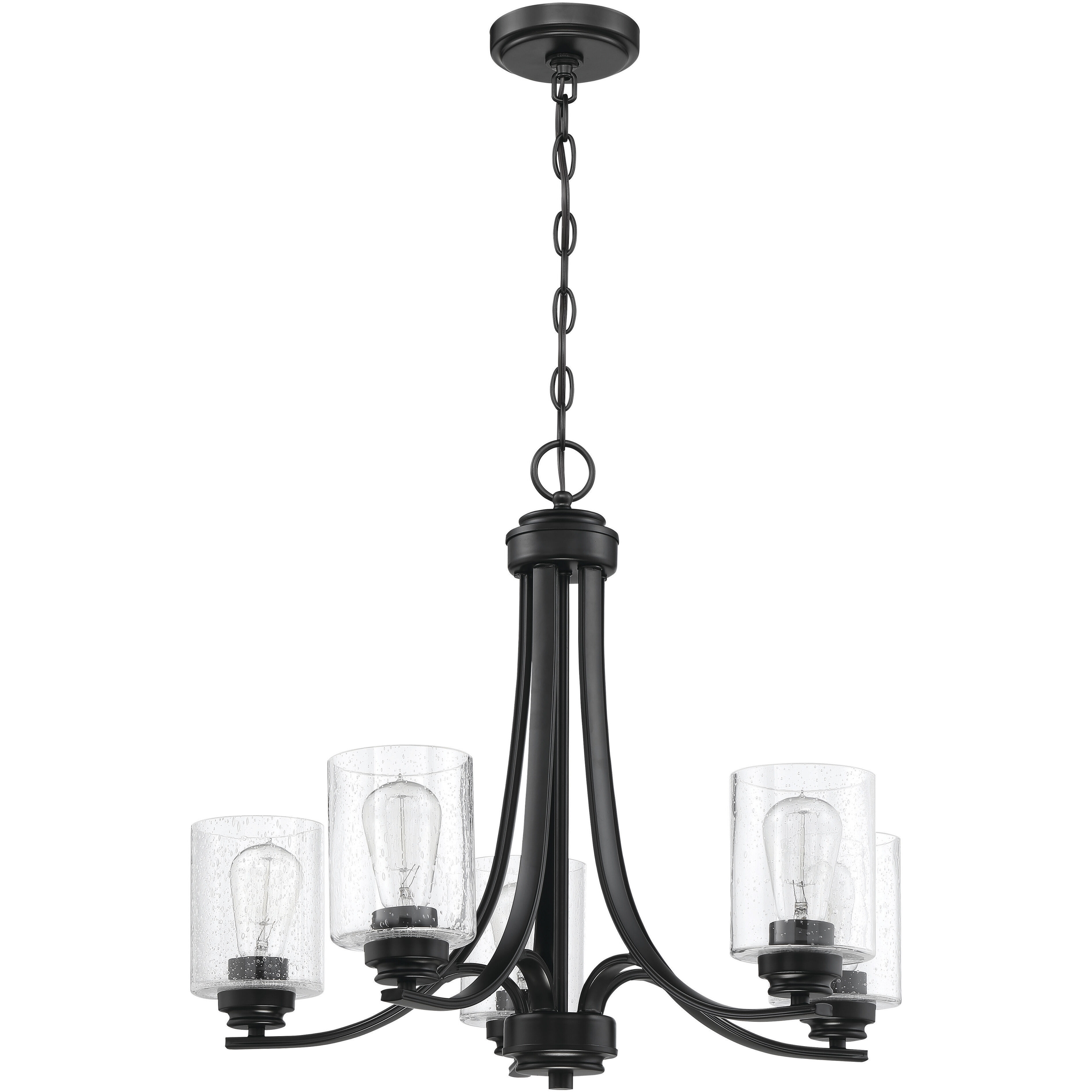 Neighborhood Bolden 5 Light 24 inch Flat Black Chandelier Ceiling Light in Clear Seeded, Neighborhood Collection