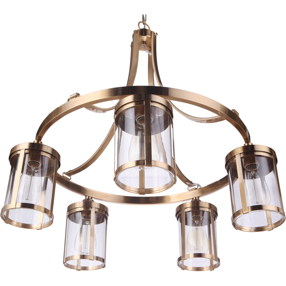 Elliot 5 Light 27 inch Satin Brass Chandelier Ceiling Light
