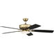 Pro Plus 112 52 inch Satin Brass with Black Walnut/Flat Black Blades Contractor Ceiling Fan, Slim