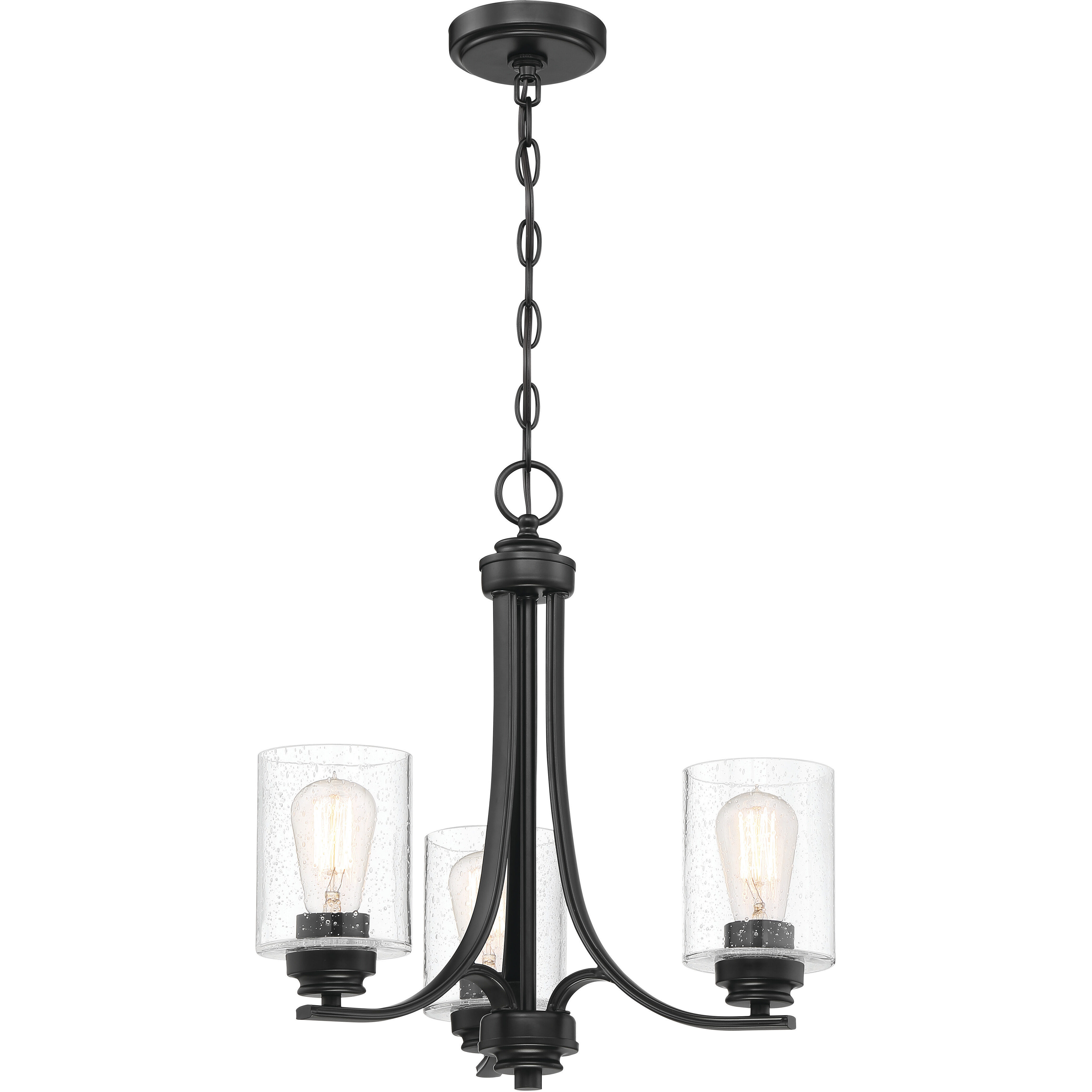 Neighborhood Bolden 3 Light 18 inch Flat Black Chandelier Ceiling Light in Clear Seeded, Neighborhood Collection