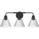 Pleated 3 Light 25 inch Flat Black Vanity Light Wall Light