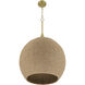 Keira 3 Light 20.5 inch Satin Brass Pendant Ceiling Light in Natural Rope
