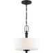 Neighborhood Dardyn 3 Light 13 inch Espresso Convertible Semi Flush Ceiling Light in White Frosted Glass, Convertible to Pendant