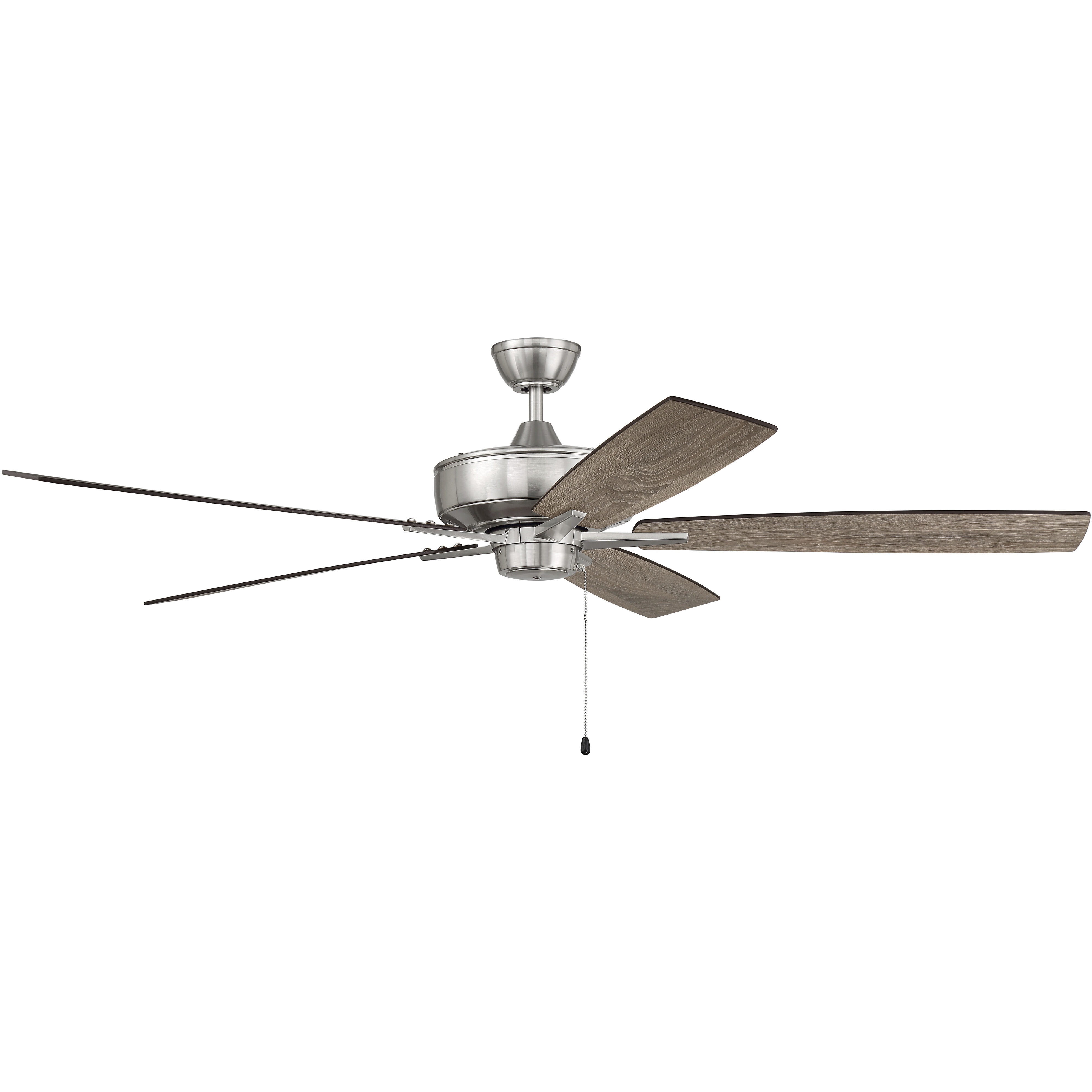 Super Pro 60 inch Brushed Polished Nickel with Driftwood/Grey Walnut Blades Contractor Ceiling Fan
