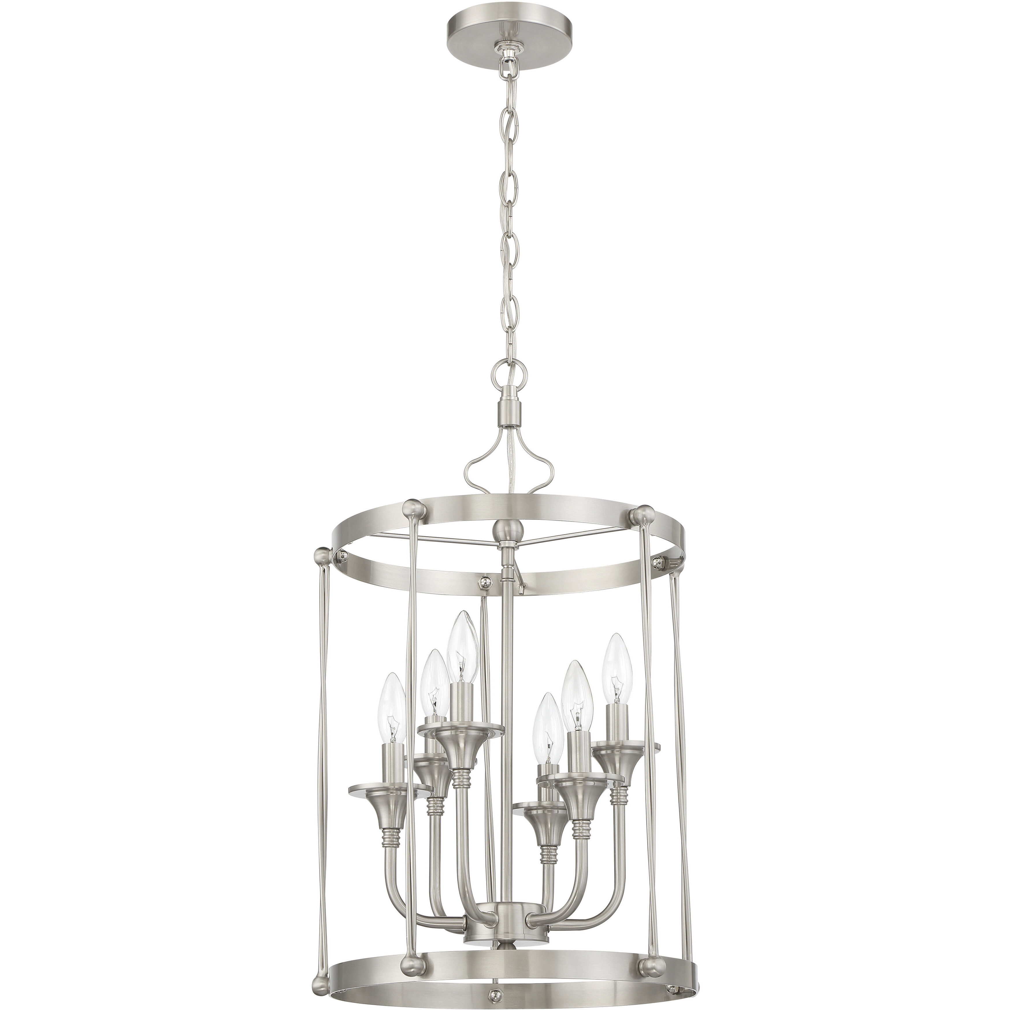 Jolenne 6 Light 15 inch Brushed Polished Nickel Cage Foyer Pendant Ceiling Light