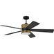 Theiry 52 inch Flat Black/Satin Brass with Flat Black/Black Walnut Blades Ceiling Fan