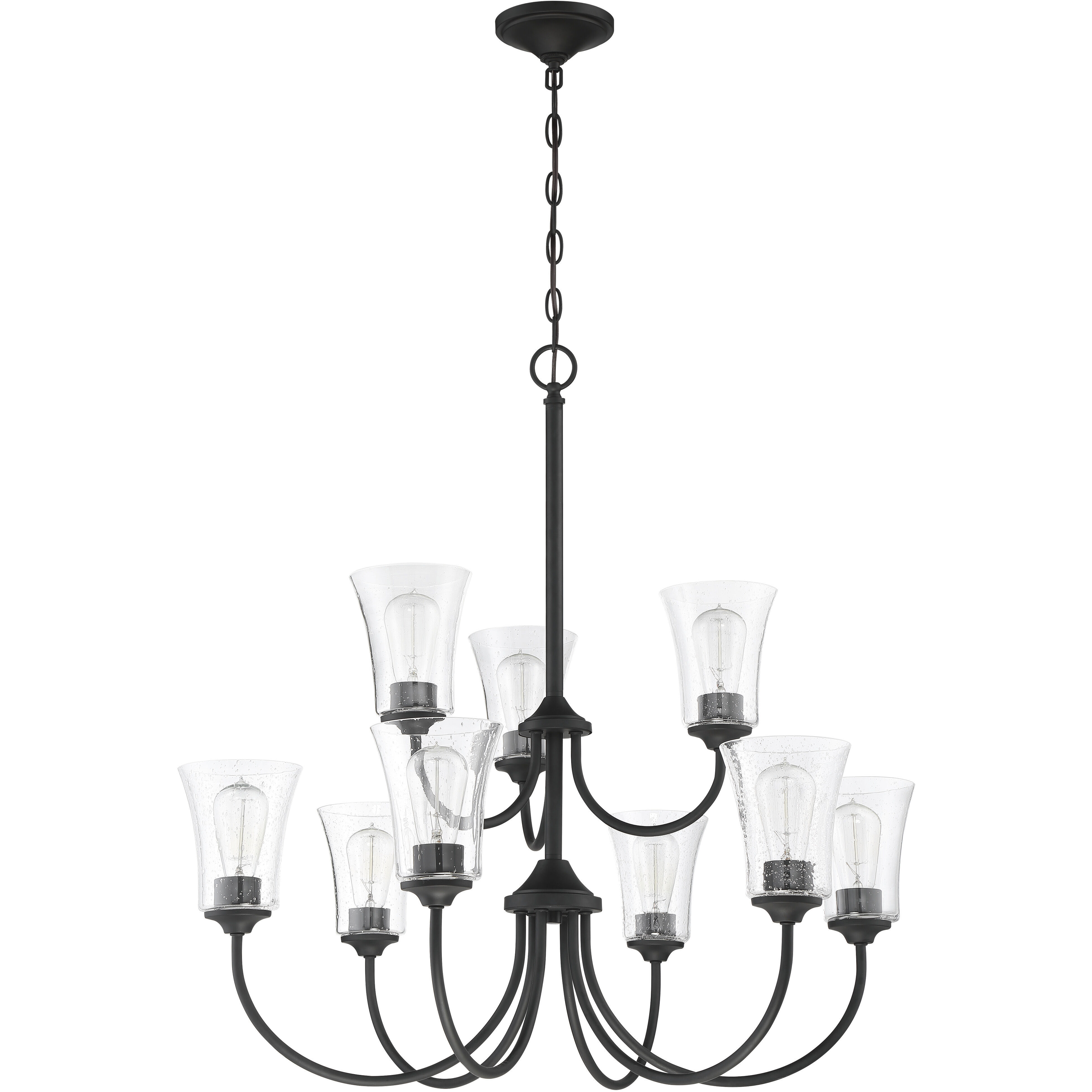 Gwyneth 9 Light 32 inch Flat Black Chandelier Ceiling Light in Clear Seeded, Neighborhood Collection