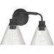 Pleated 2 Light 16.88 inch Flat Black Vanity Light Wall Light
