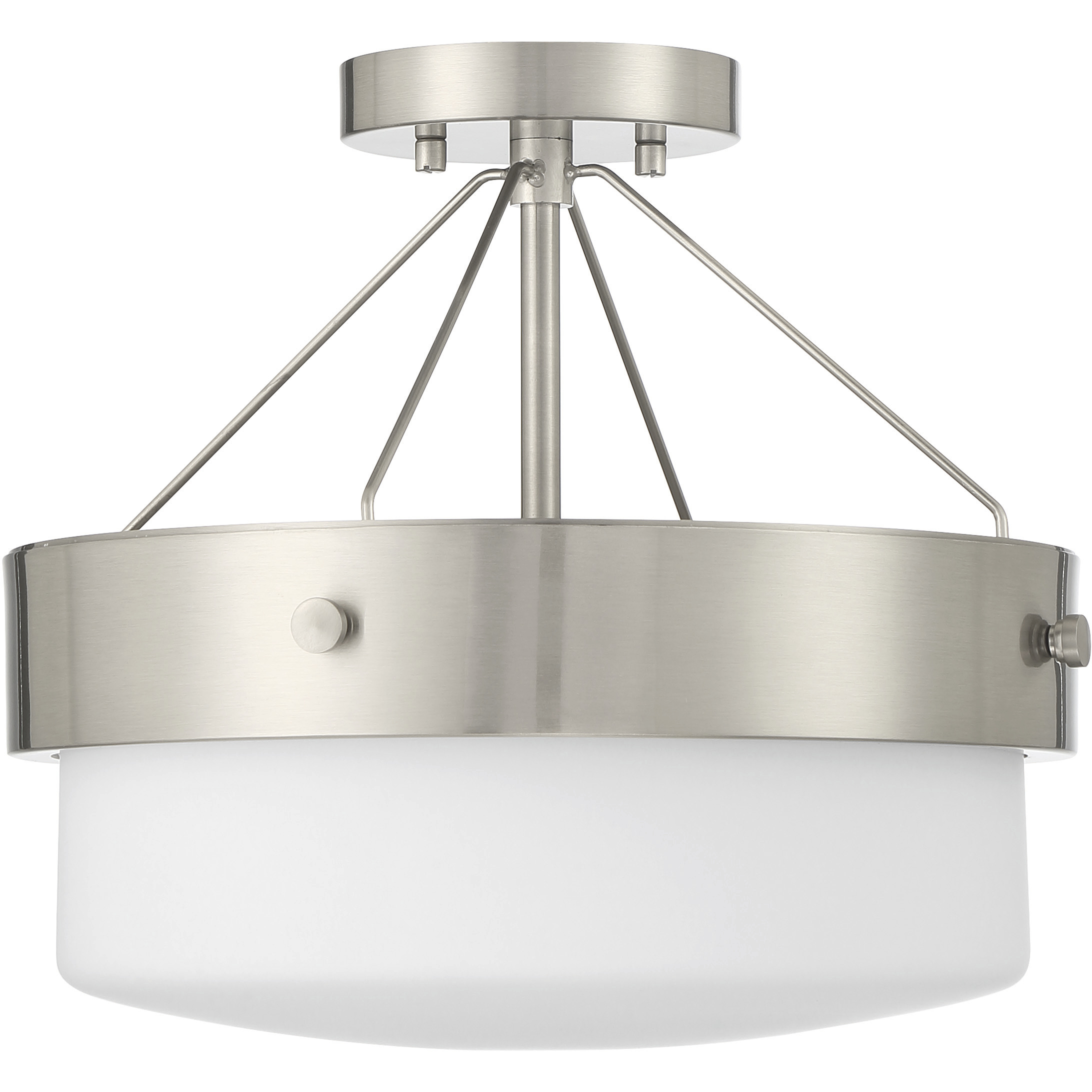 Oak Street 2 Light 13 inch Brushed Polished Nickel Convertible Semi Flush Ceiling Light