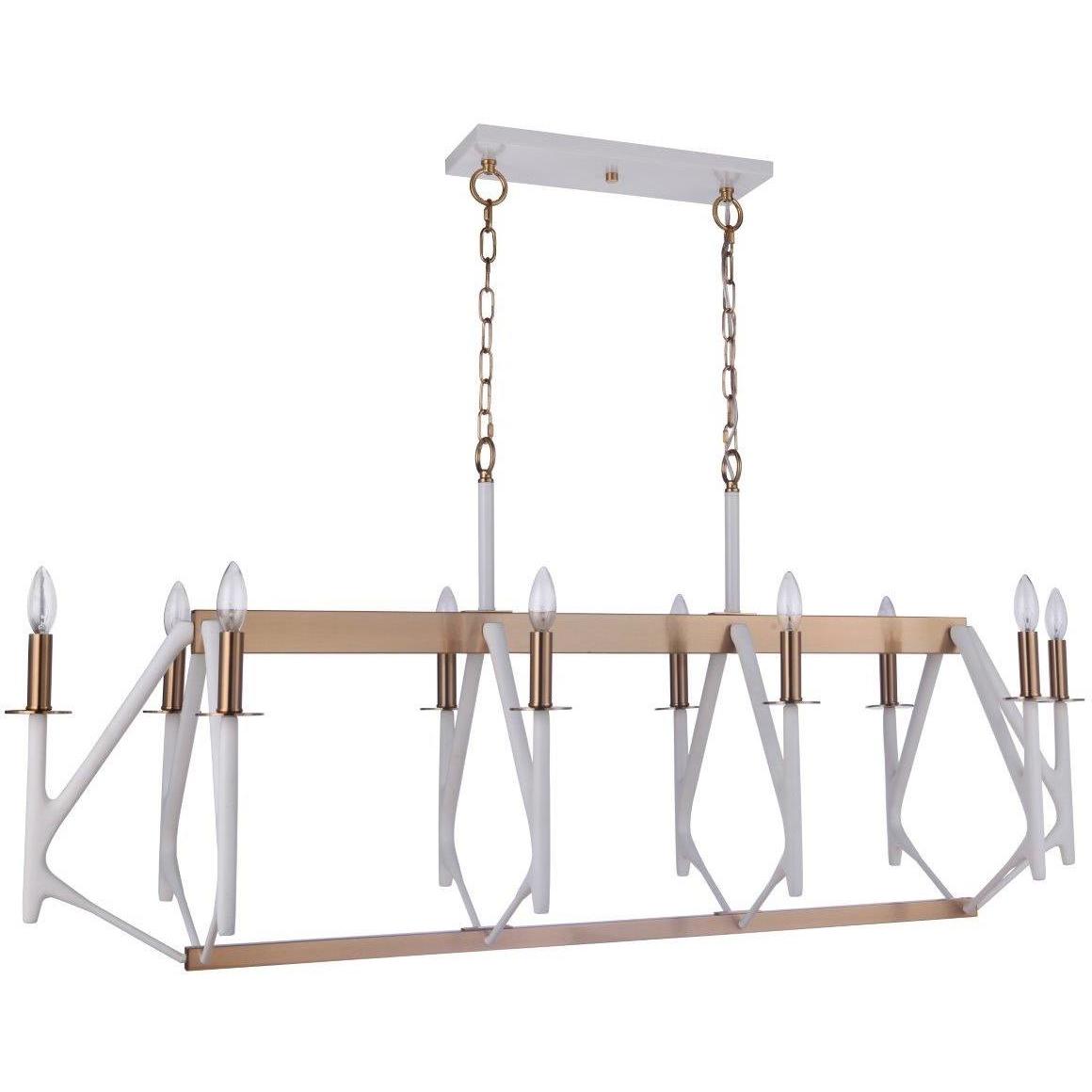 The Reserve Island Light Ceiling Light in Matte White/Satin Brass