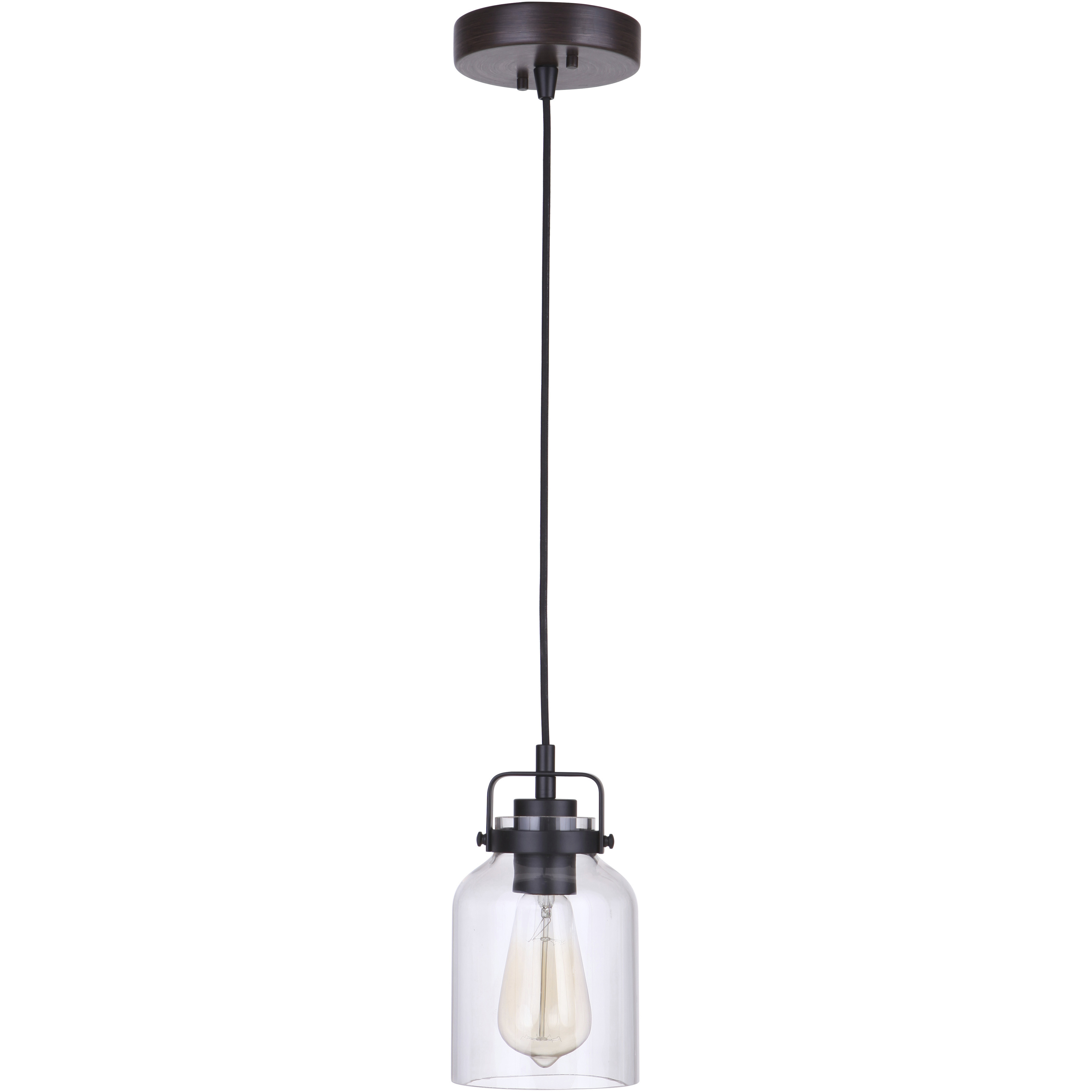 Foxwood 1 Light 4.88 inch Flat Black with Dark Teak Mini Pendant Ceiling Light in Flat Black/Dark Teak