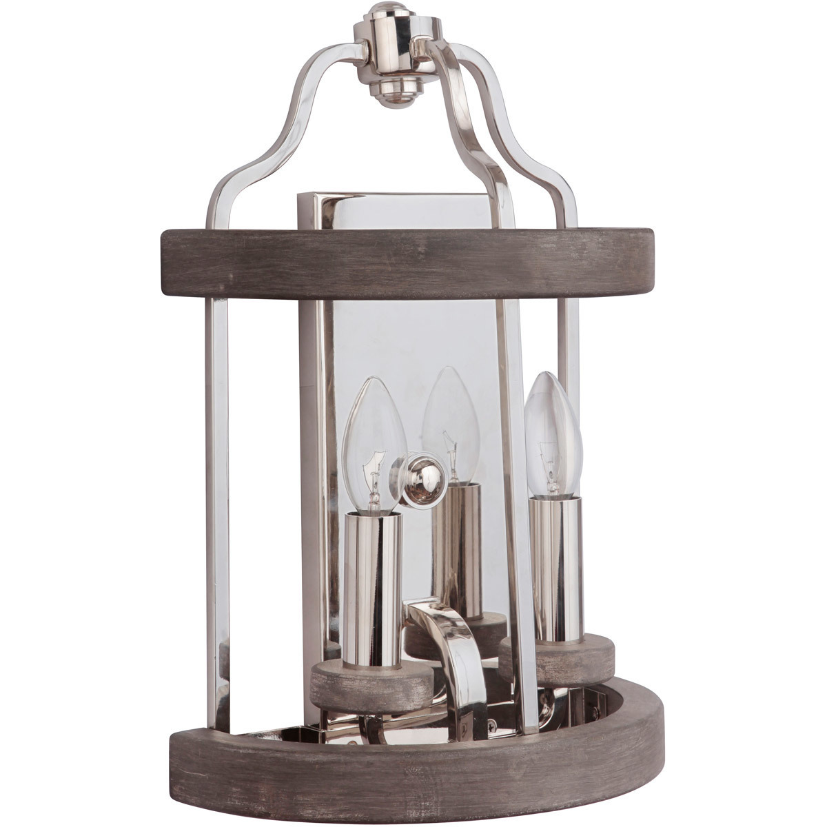 Ashwood 2 Light 11 inch Polished Nickel/Greywood Wall Sconce Wall Light in Polished Nickel and Greywood