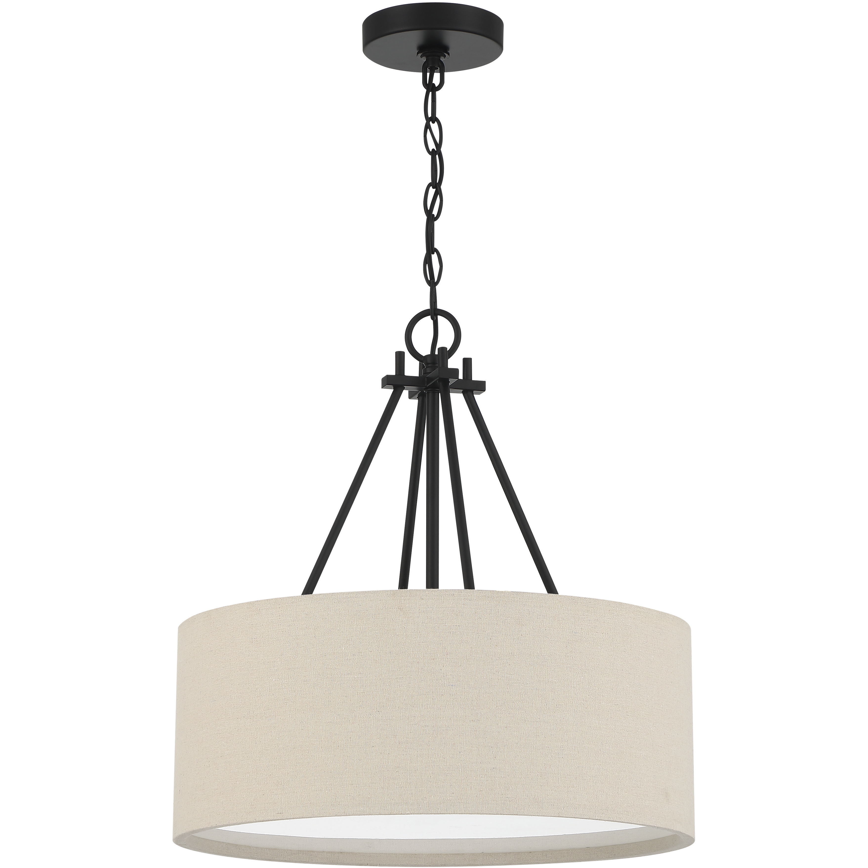 Craftmade 56593 FB Duke 3 Light 18 inch Flat Black Pendant Ceiling Light Drum